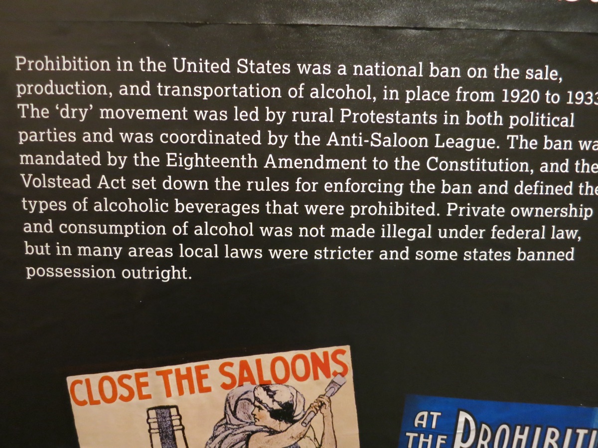 アメリカ禁酒法時代のコーナー